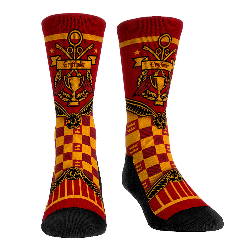 Harry Potter Gryffindor Quidditch Cup Banner Socks featuring scarlet and gold house colors and banner graphics.