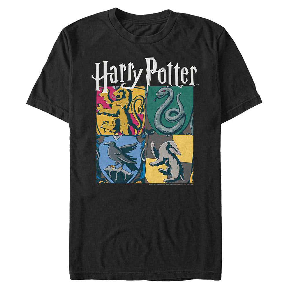 Camiseta Hombre Harry Potter Shiny Hogwarts - Talla XL Negra - Diseño Oficial
