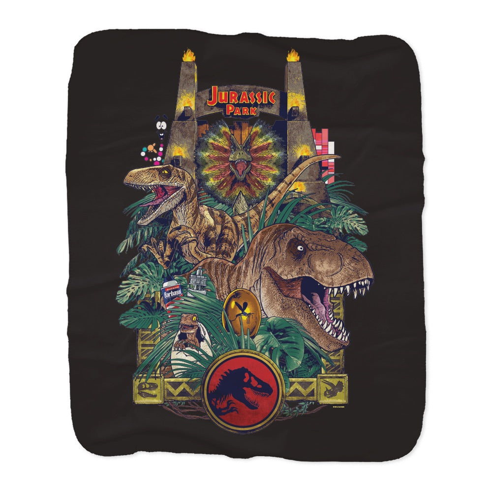 Jurassic Park Sherpa Blanket 50 in x 60 in