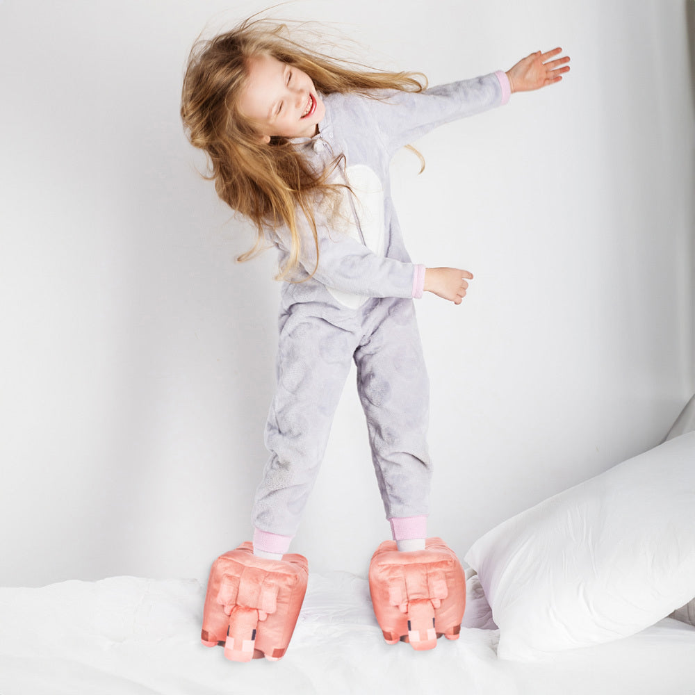 A Minecraft Movie Armadillo Plush Kids Slippers