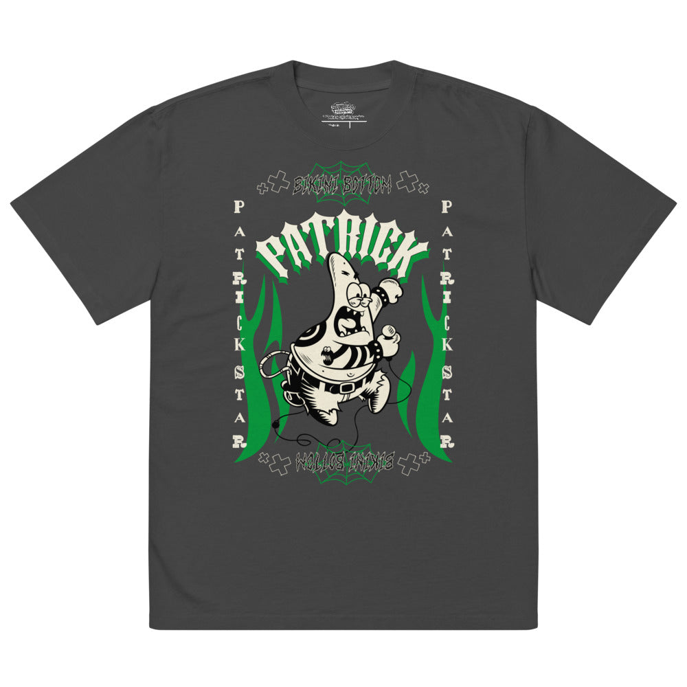 SpongeBob SquarePants Patrick Punk Rock Faded T-Shirt Faded Black