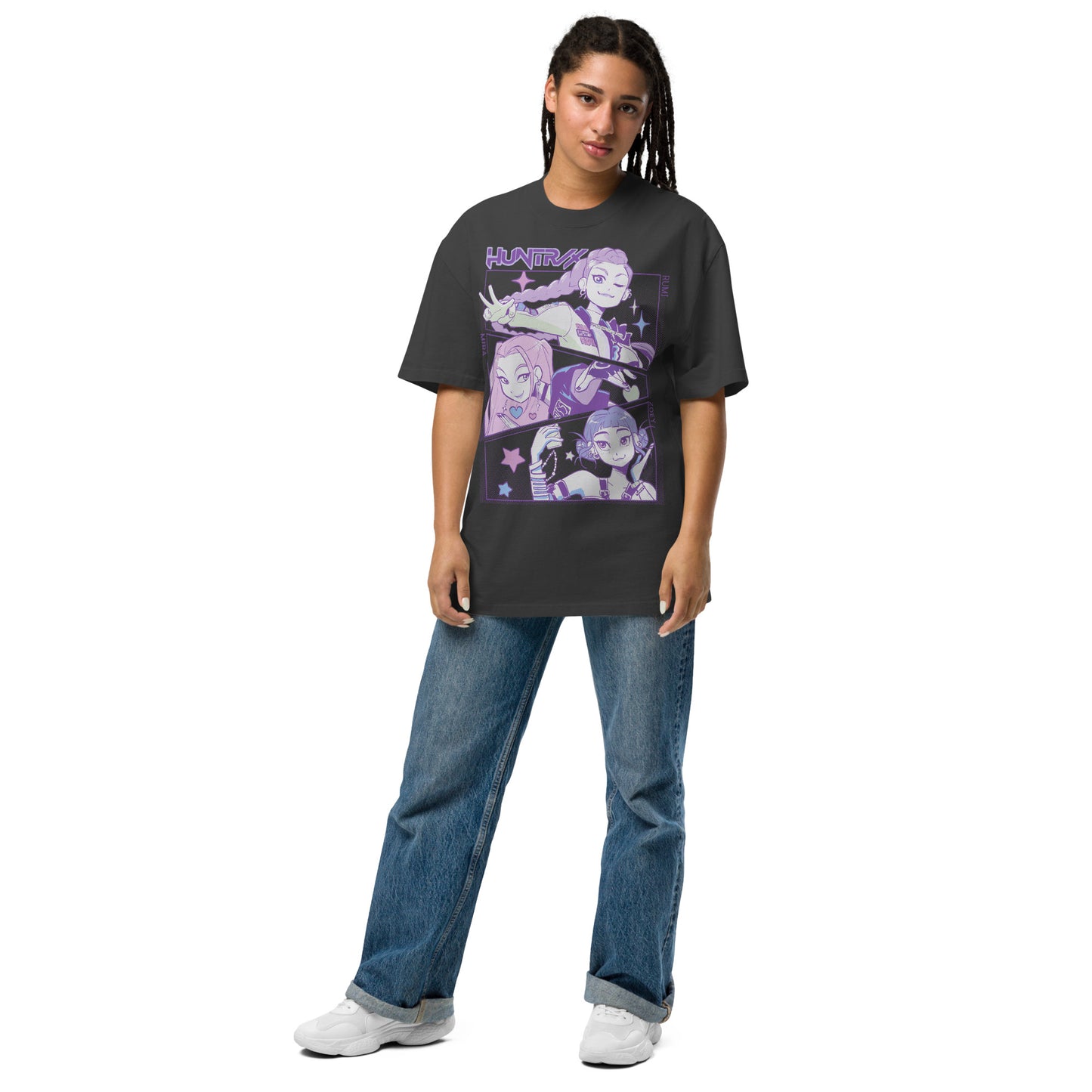 KPop Demon Hunters HUNTR/X Oversized Faded T-Shirt