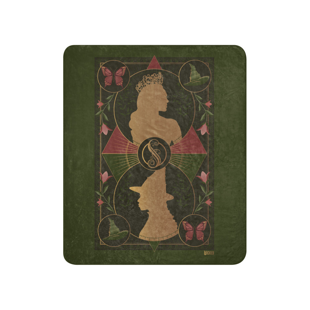 Wicked Enchanted Elements Elphaba & Glinda Sherpa Blanket 50 in x 60 in