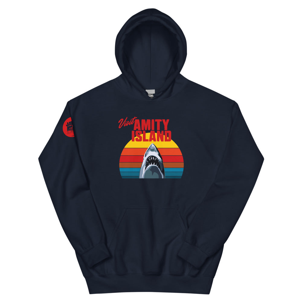 Jaws 50th Anniversary Visit Amity Island Hoodie Navy