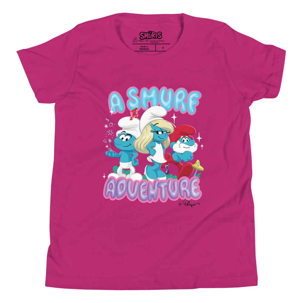 The Smurfs Jungen T-Shirt – Offizielles Lizenzprodukt, Rundhals, Weiß, Größe 6-8 Jahre