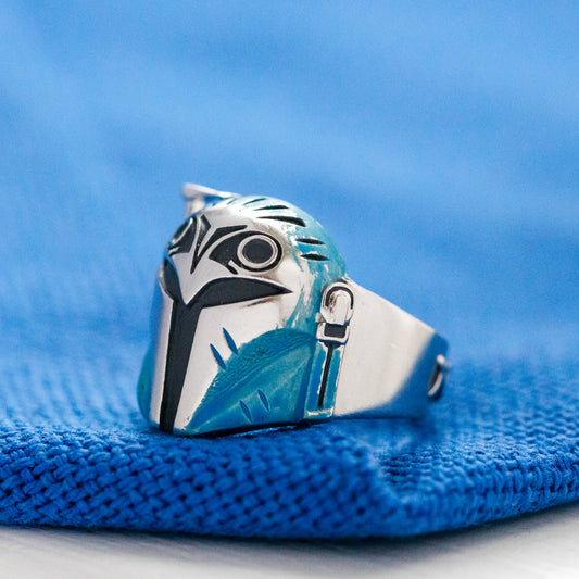 Star Wars x RockLove Bo-Katan Helmet Ring in sterling silver.-5
