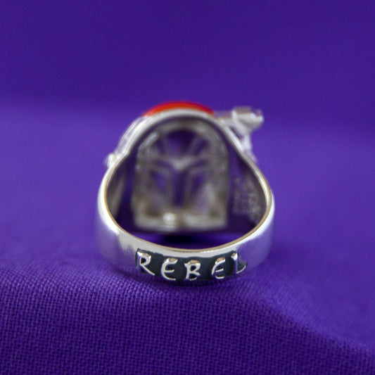Star Wars x RockLove Sabine Wren Helmet Ring in antiqued sterling silver.-7
