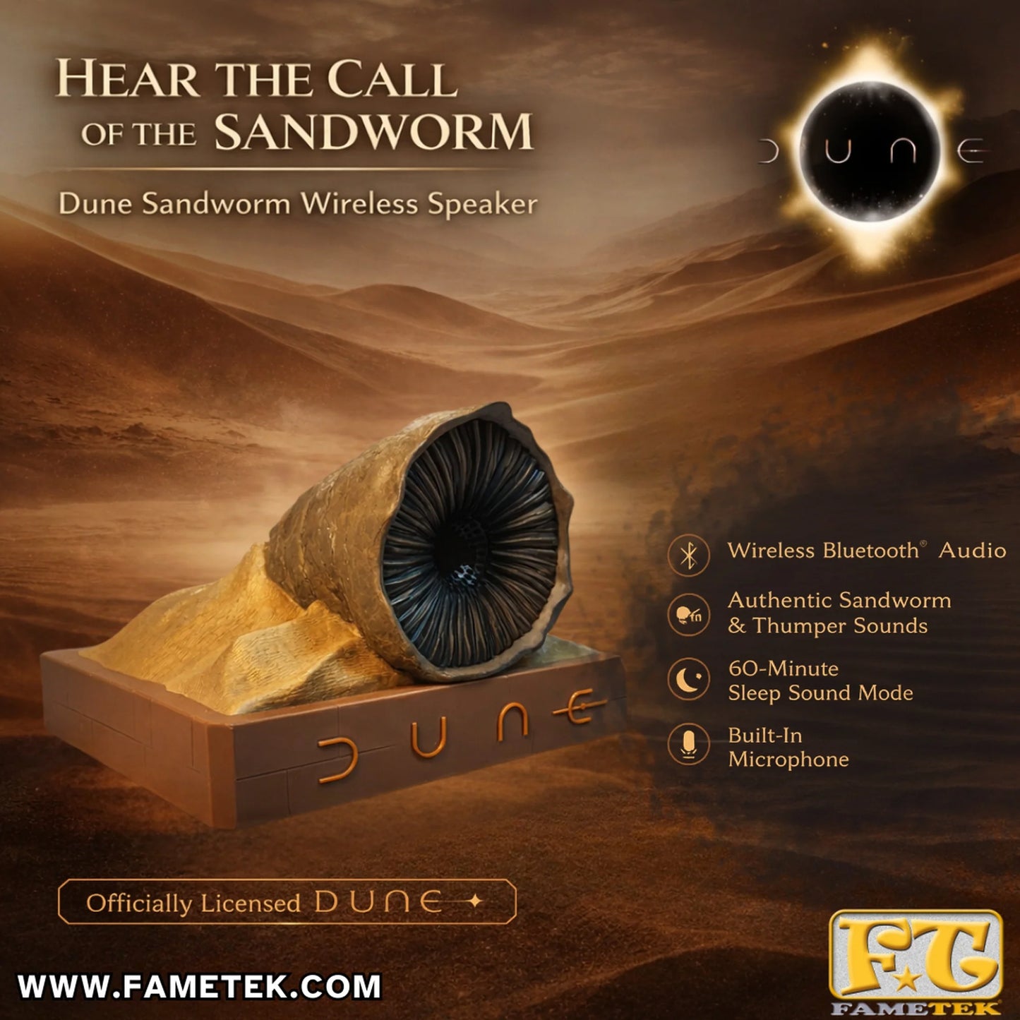 Rear view of the Dune Bluetooth speaker showing the clean finish and compact housing design