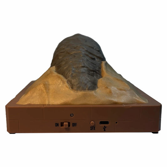 Textured limestone base supporting a detailed Shai-Hulud sandworm figurine with an integrated Bluetooth speaker-5