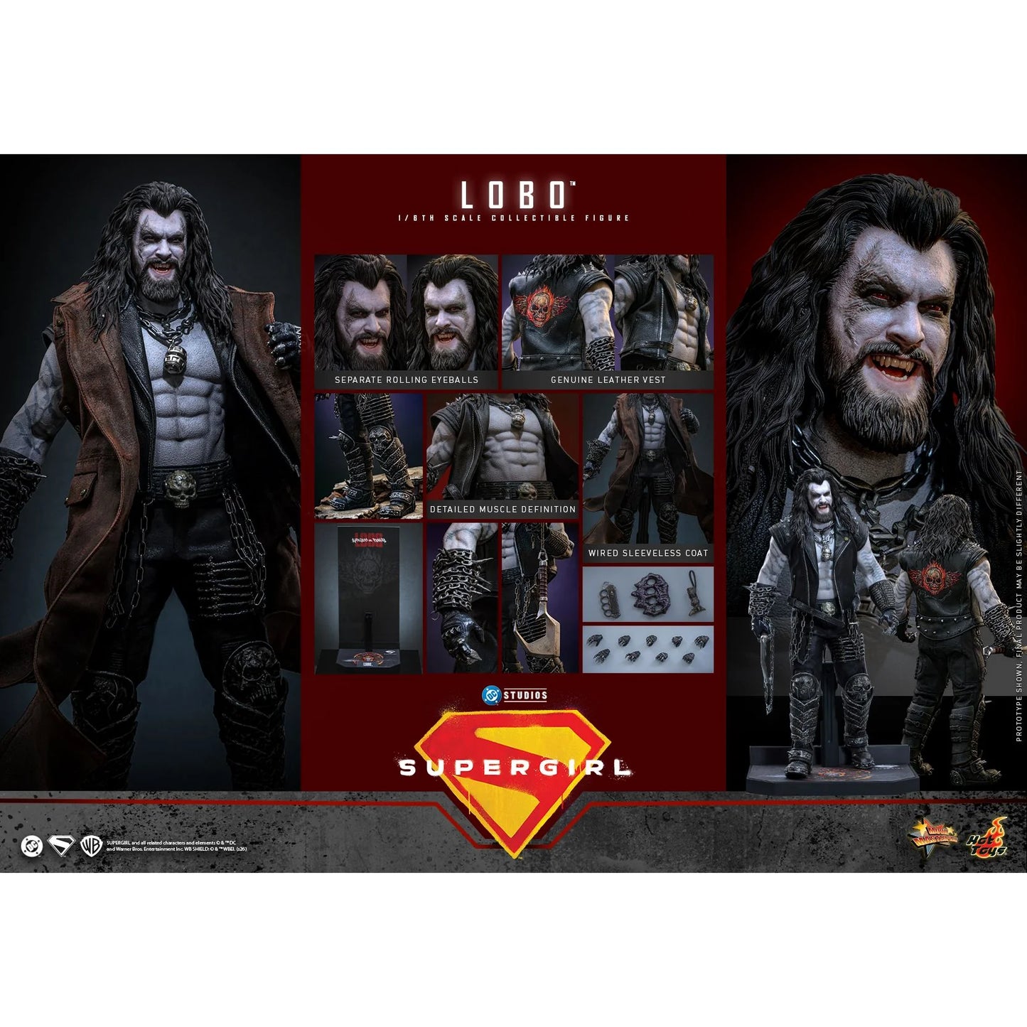 Close-up of hand-painted head sculpt showing Lobo's grit and signature cigar