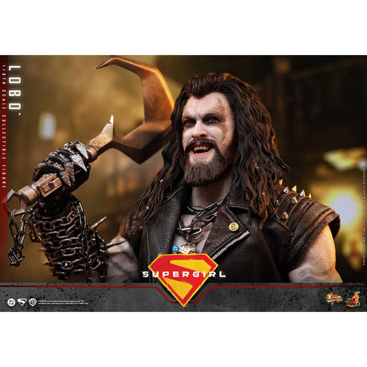 Supergirl Movie Lobo Sixth Scale Figure in a menacing pose with hook and chain-5