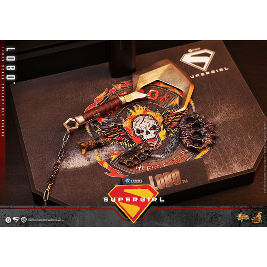 Supergirl Movie Lobo Sixth Scale Figure in a menacing pose with hook and chain-21