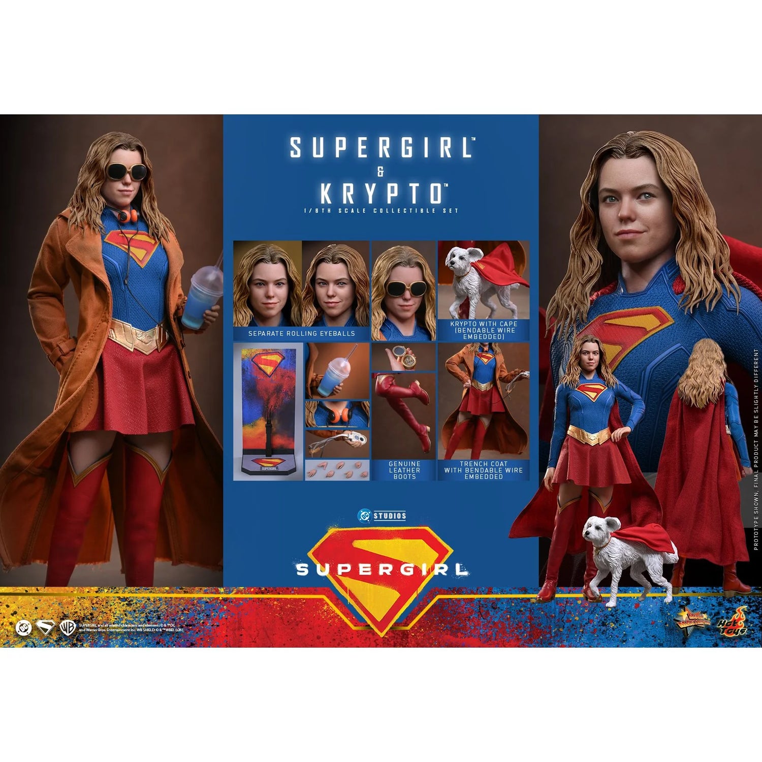 Detailed close-up of Supergirl movie-accurate head sculpt