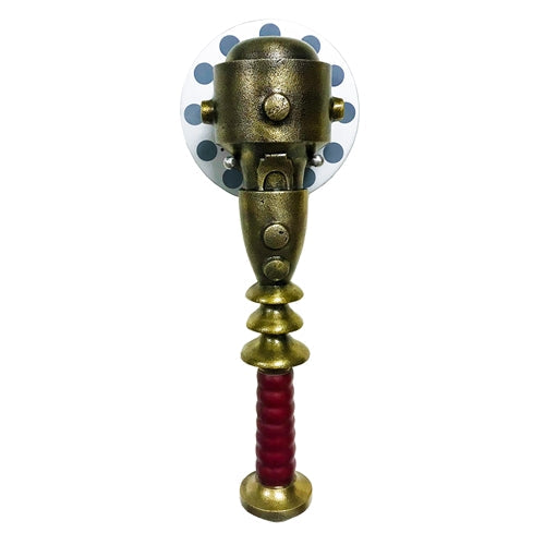 Close-up of the oxblood red genuine leather handle on the Man-At-Arms mace.