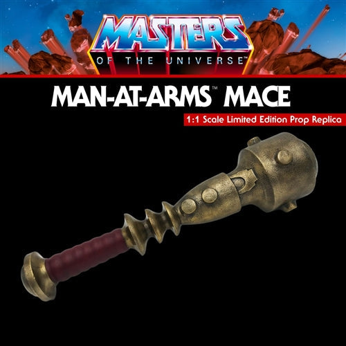 Battle-worn patina and ancient texture on the brass alloy mace head replica.