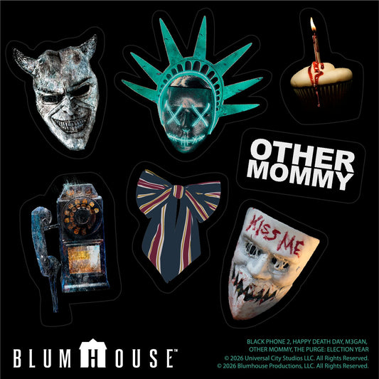 Front view of the Blumhouse van popcorn bucket with detailed horror graphics-3