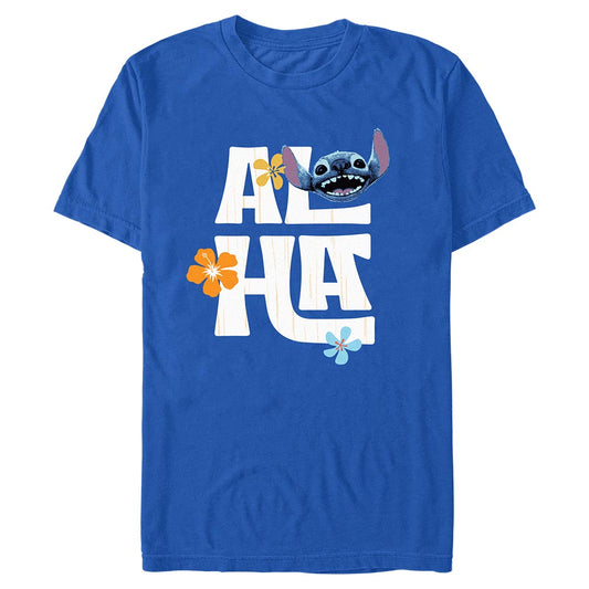 Lilo & Stitch Aloha Flowers T-shirt Royal-0
