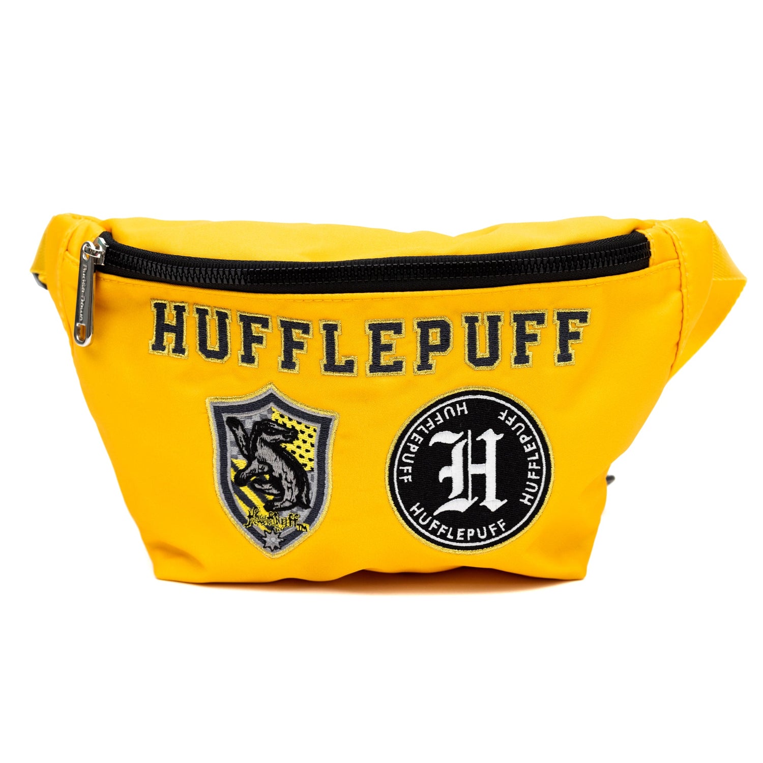 Harry Potter Hufflepuff yellow fanny pack with embroidered patches