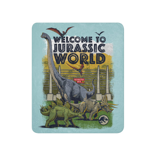 Jurassic Welcome to Jurassic World Sherpa Blanket 50 in x 60 in-0