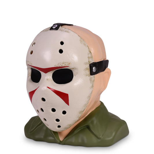 Front view of the Friday the 13th Jason figural head popcorn bucket showing the iconic hockey mask-2