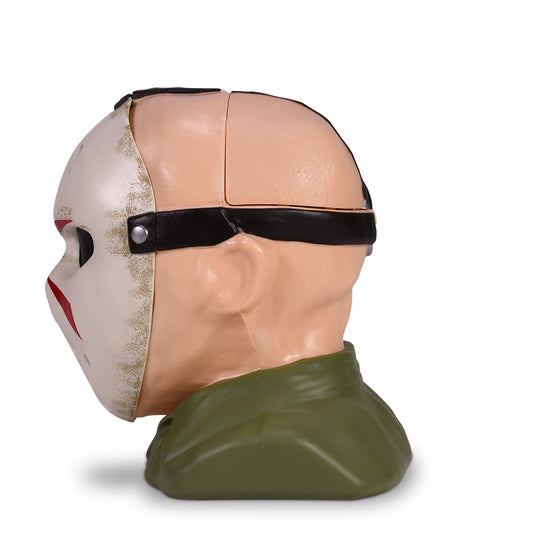 Front view of the Friday the 13th Jason figural head popcorn bucket showing the iconic hockey mask-3