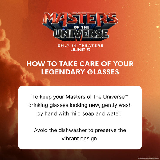 Masters of the Universe 2026 Movie Drinking Glass set featuring film logos-7