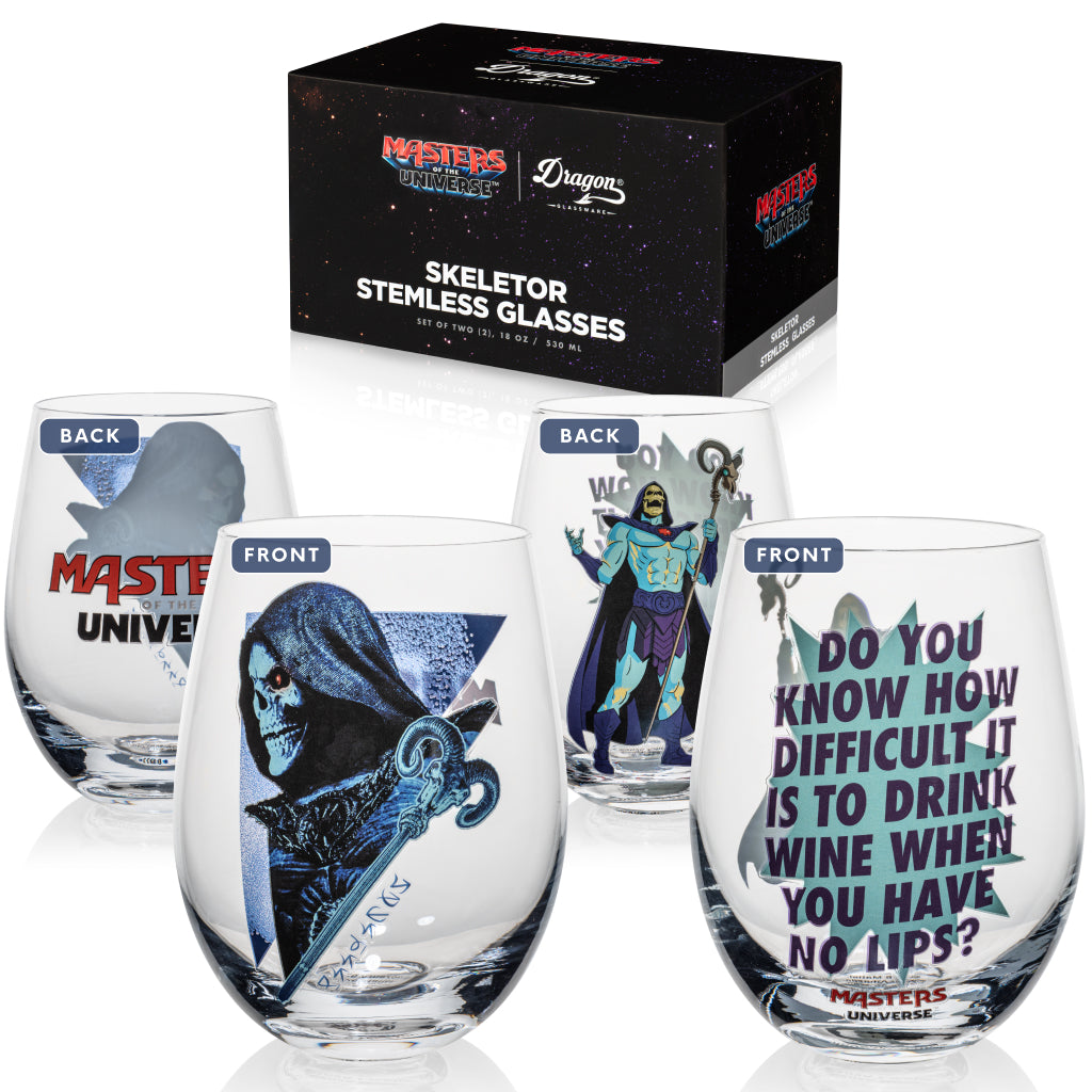 Masters of the Universe Skeletor Stemless Wine Glass front view