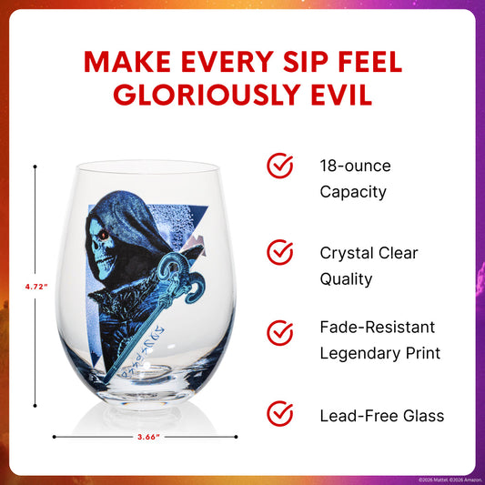 Masters of the Universe Skeletor Stemless Wine Glass front view-2
