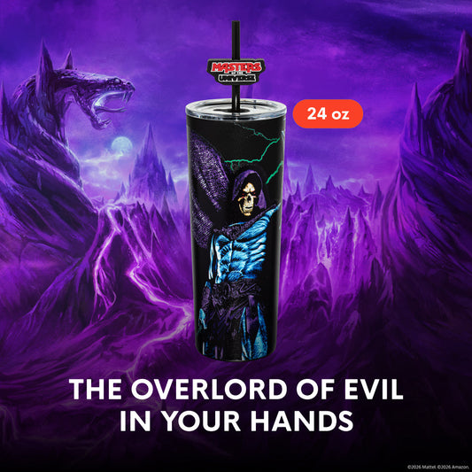 Masters of the Universe Skeletor Tumbler by Dragon Glassware front view-1