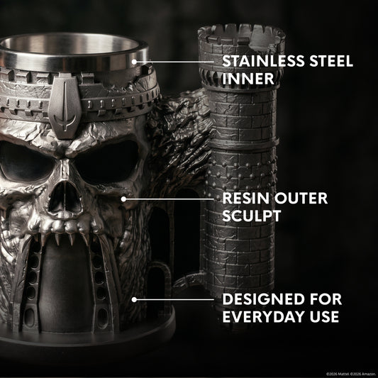 Masters of the Universe Castle Grayskull Sculpted Tankard showing the iconic skull face and fortress stone.-2