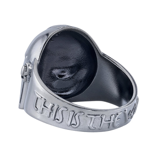 Star Wars x RockLove The Mandalorian Helmet Sterling Silver Ring featuring gunmetal rhodium finish.-2