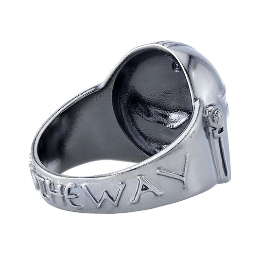 Star Wars x RockLove The Mandalorian Helmet Sterling Silver Ring featuring gunmetal rhodium finish.-3