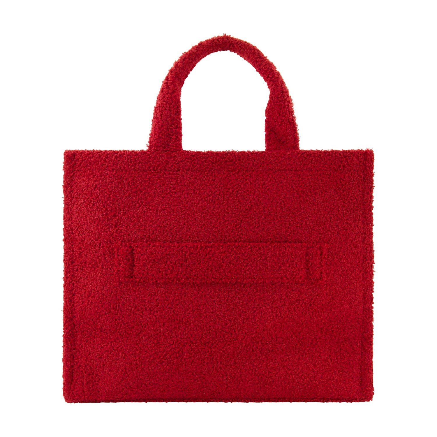 Close up of the burgundy sherpa fabric and gold Gryffindor crest embroidery on the travel bag.