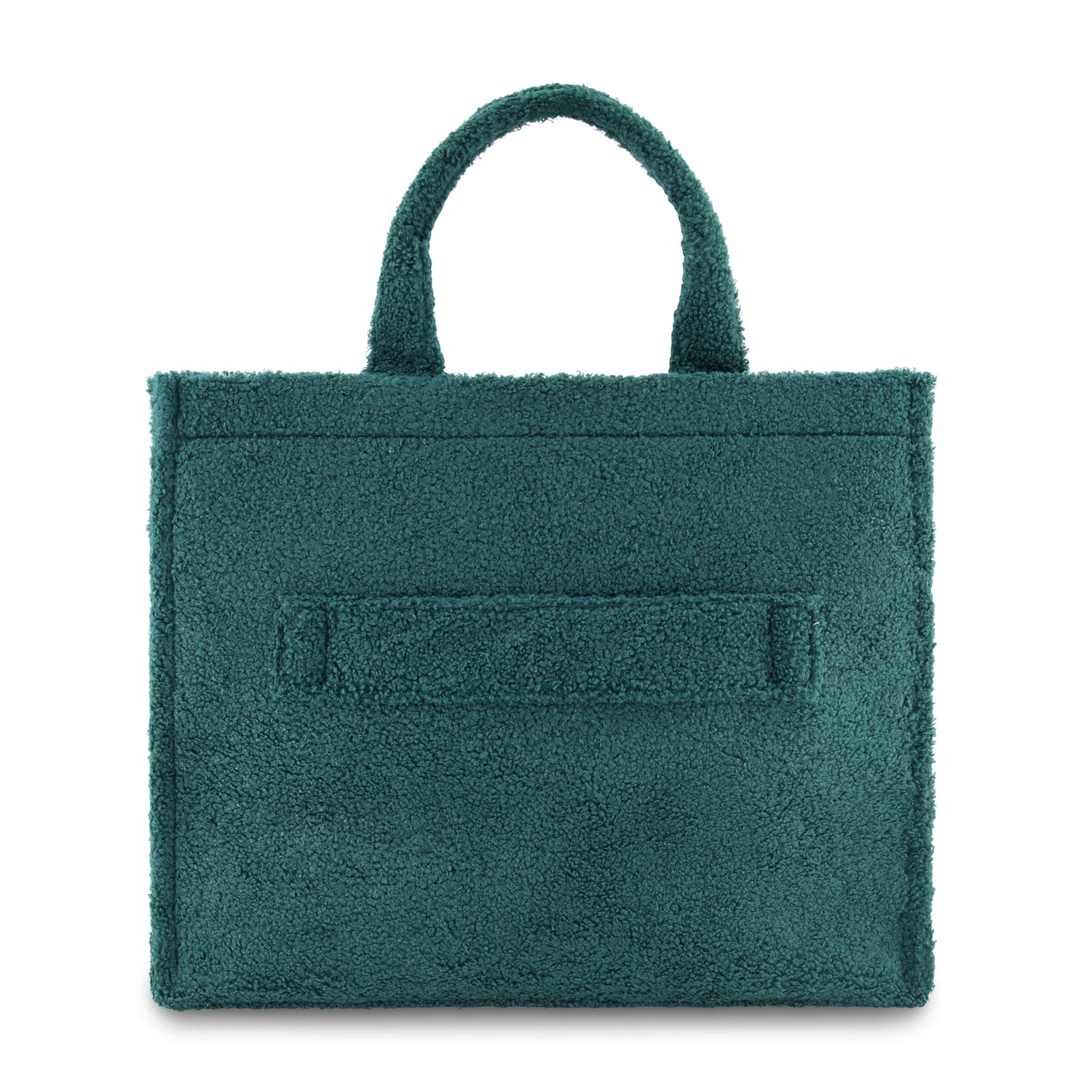 Detail of the adjustable shoulder strap and sturdy zip closure on the Slytherin sherpa bag.
