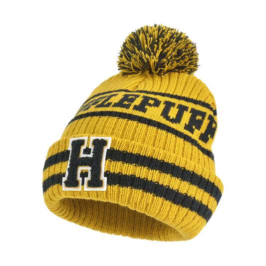 Close-up of Harry Potter Hufflepuff Collegiate Beanie with pom pom-2