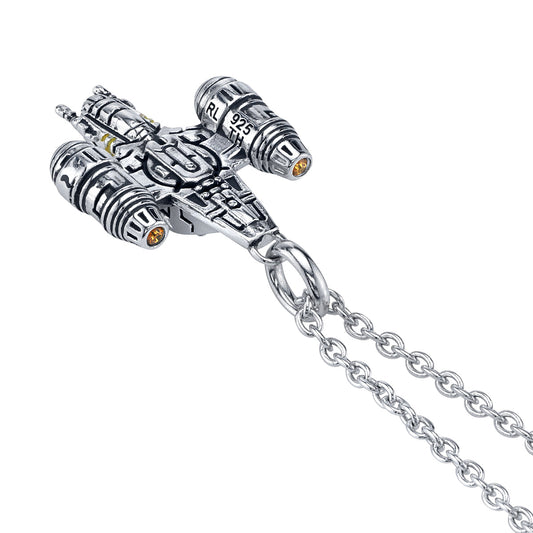 Star Wars x RockLove Razor Crest Sterling Silver Necklace front view-1