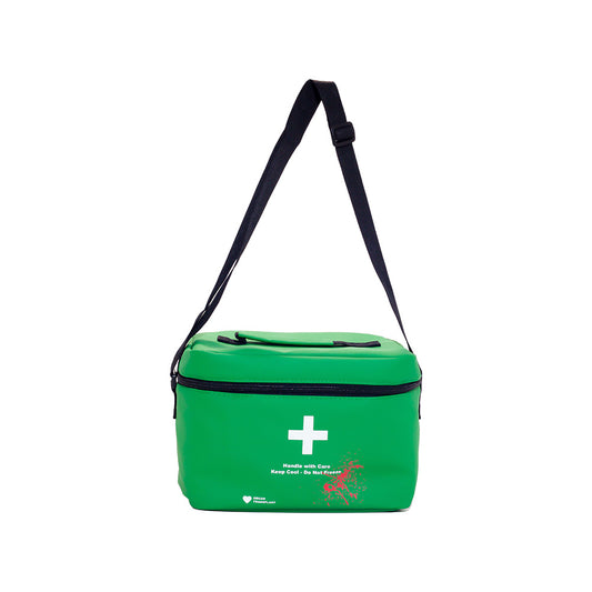 Front view of the Resident Evil Medical Courier Popcorn Bucket showing tactical medical design and branding-0