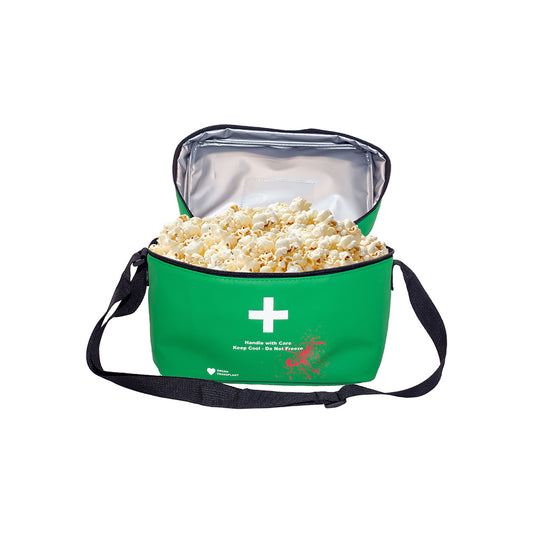 Front view of the Resident Evil Medical Courier Popcorn Bucket showing tactical medical design and branding-1