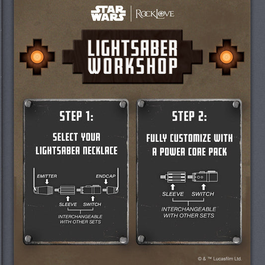 Star Wars x RockLove Power and Control Lightsaber Necklace with modular hilt components.-3