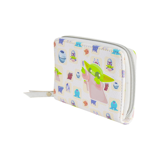 Star Wars Grogu Handle Ball Zip Around Wallet front view on white background-3