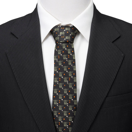 Star Wars Grogu Black and Orange Dotted Tie-1