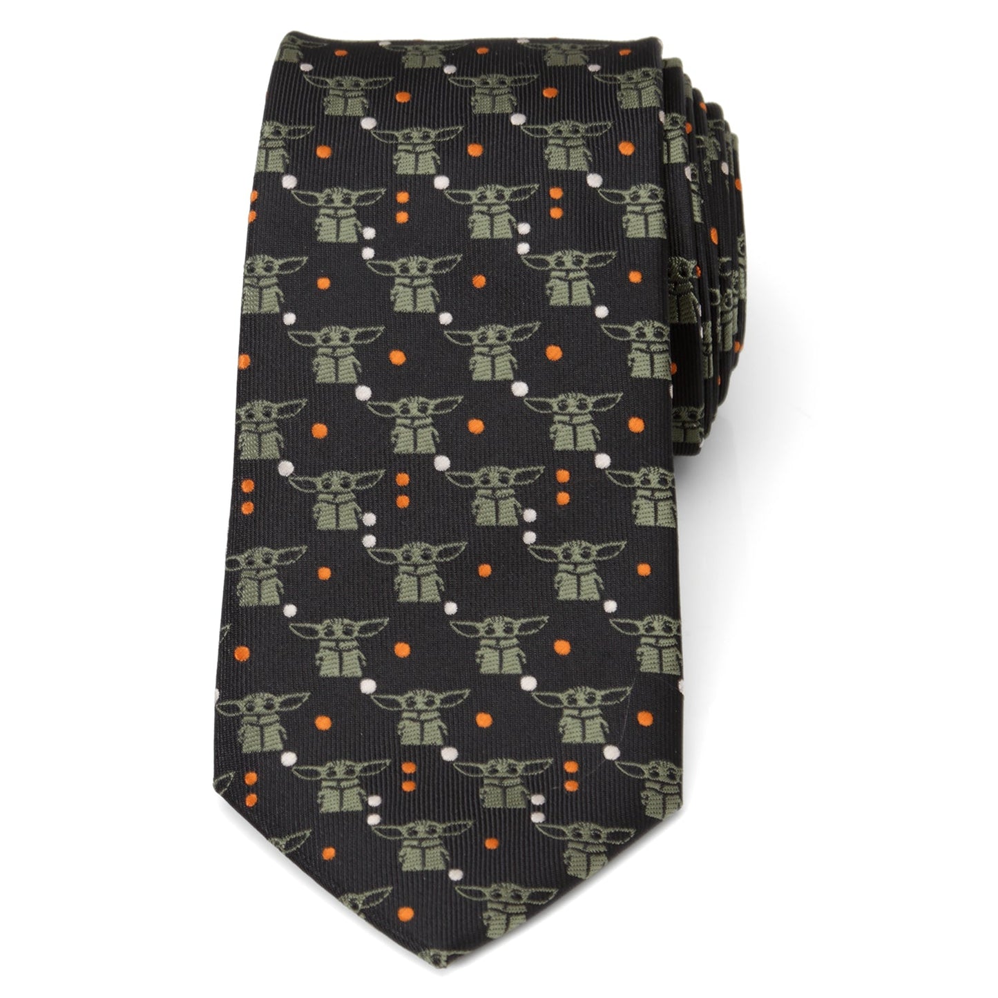 Star Wars The Mandalorian Grogu Black & Orange Dotted Tie