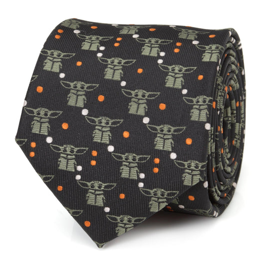 Star Wars Grogu Black and Orange Dotted Tie-0