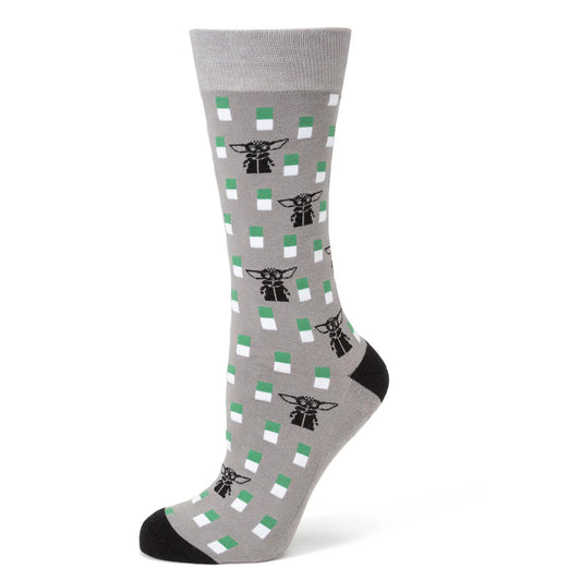 Star Wars Mandalorian and Grogu grey dress socks and matching metal lapel pin gift set-1