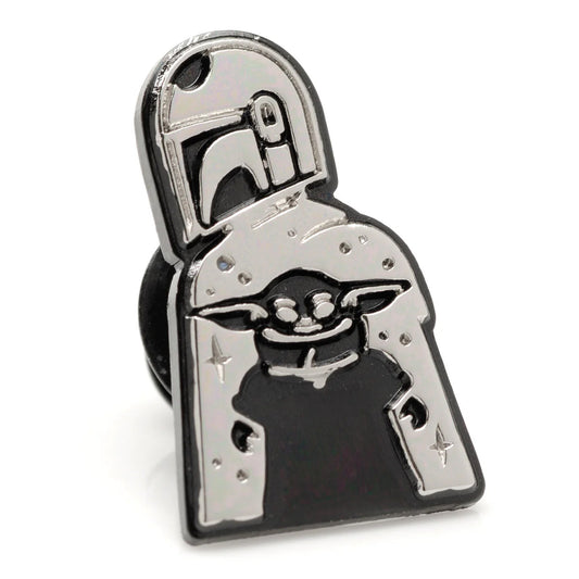 Star Wars Mandalorian and Grogu grey dress socks and matching metal lapel pin gift set-3