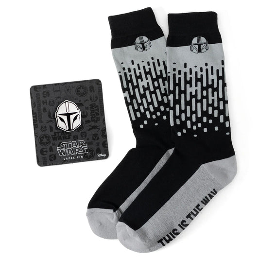 Star Wars Mandalorian "This Is The Way" Dress Socks and Lapel Pin Gift Set-0