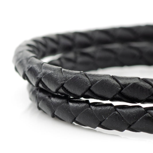 Star Wars Mandalorian double wrap black leather bracelet with stainless steel helmet clasp-4