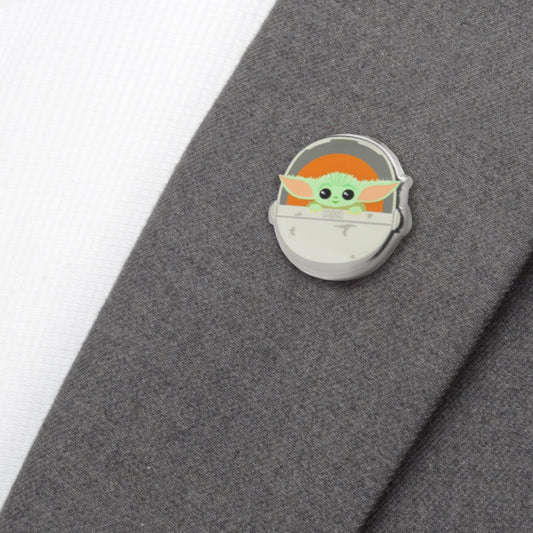 Official Star Wars Grogu enamel lapel pin showing The Child in his hover pod.-3