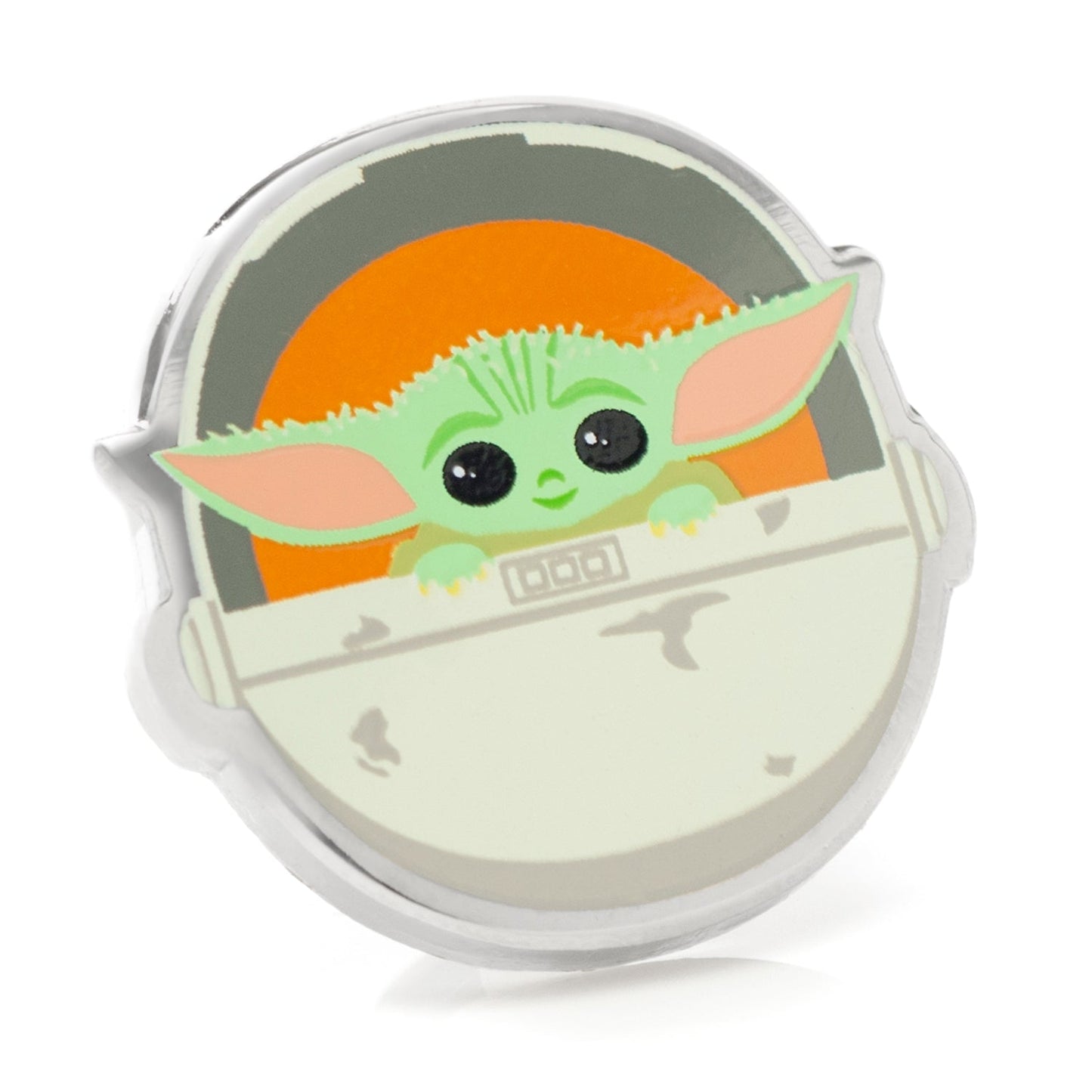 Official Star Wars Grogu enamel lapel pin showing The Child in his hover pod.