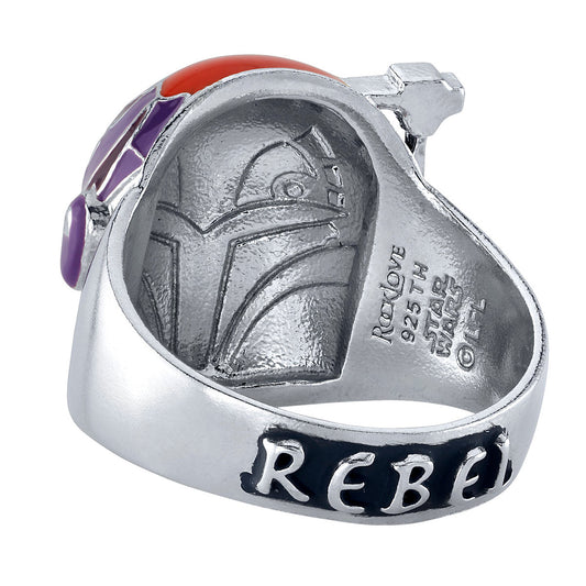 Star Wars x RockLove Sabine Wren Helmet Ring in antiqued sterling silver.-3